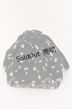 画像1: INGEBORG / ちりめんうさぎ巾着  クロ O-25-09-03-058-LO-ZA-IG-OS