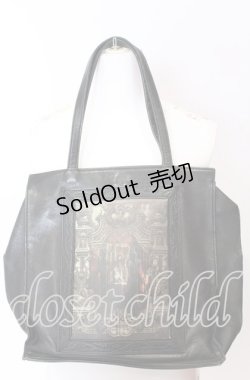 画像1: Jean Paul GAULTIER / 宗教画柄トートバッグ  ブラック O-25-09-03-021-GO-BG-IG-ZT-K023