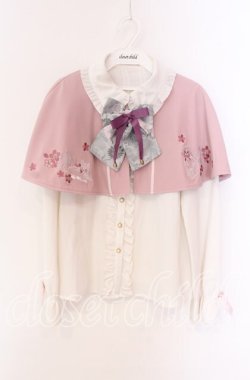 画像1: Amavel / 鈴猫みくじの縁結ケープ付ブラウス F ピンクｘシロ O-25-09-04-028-CA-BL-YM-OS