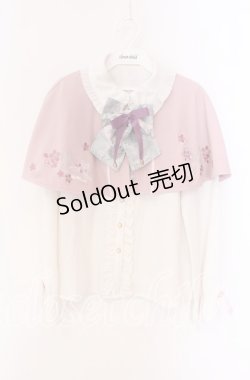 画像1: Amavel / 鈴猫みくじの縁結ケープ付ブラウス F ピンクｘシロ O-25-09-04-028-CA-BL-YM-OS