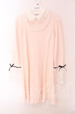 画像1: Ank Rouge / レース袖胸あきワンピース M ピンク O-25-09-04-031-CA-OP-OW-OS