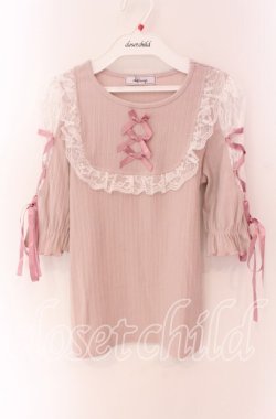 画像1: Ank Rouge / 3つリボンスピンドルトップス M ピンク O-25-09-04-035-CA-TO-OW-OS