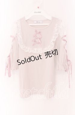 画像1: Ank Rouge / 3つリボンスピンドルトップス M ピンク O-25-09-04-035-CA-TO-OW-OS