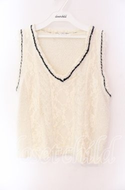 画像1: axes femme / レーシーチルデンニットベスト M キナリ O-25-09-04-041-AX-TO-OW-OS