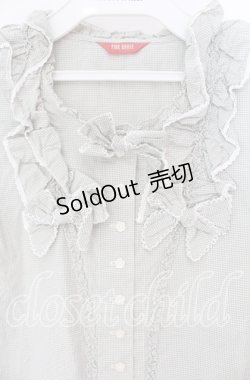 画像2: PINK HOUSE / リボン使いチェックブラウス  グリーン O-25-09-04-047-LO-BL-OW-OS