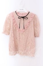 画像1: 【SALE】Ank Rouge / リボン配色総レースプルオーバー M ピンク O-25-09-04-048-CA-TO-OW-ZT162 (1)
