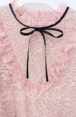 画像2: 【SALE】Ank Rouge / リボン配色総レースプルオーバー M ピンク O-25-09-04-048-CA-TO-OW-ZT162 (2)
