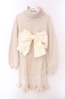 画像1: merry jenny / リボンニットワンピース F ベージュ O-25-09-04-050-LO-TO-OW-OS
