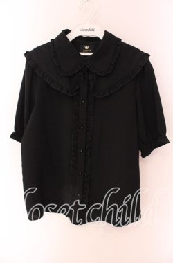 画像1: Rojita / フリル衿ブローチ付き半袖ブラウス【ブローチ欠品】 F クロ O-25-09-04-058-LO-BL-OW-OS