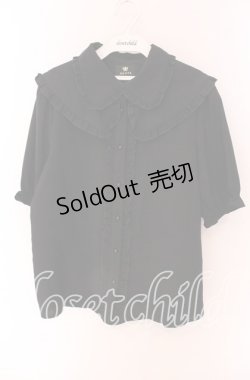 画像1: Rojita / フリル衿ブローチ付き半袖ブラウス【ブローチ欠品】 F クロ O-25-09-04-058-LO-BL-OW-OS