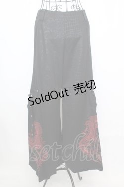 画像1: Qutie Frash / ドラゴンptバギーパンツ  ブラック×レッド O-25-09-04-1001-QU-PA-OW-OS
