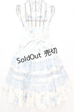 画像3: axes femme kawaii / アンティークローズ柄ジャンパースカート M アイボリーｘブルー O-25-09-04-1031-AX-OP-YM-OS