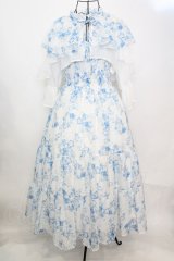 axes femme / ネモフィラプリントブラウス×ワンピース F シロ×アオ O-25-09-04-1035-AX-OP-OW-ZT359