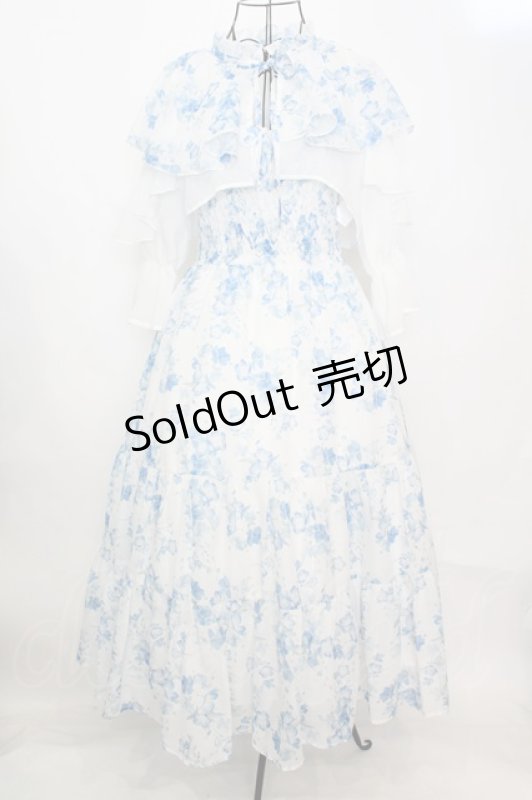 画像1: 【SALE】axes femme / ネモフィラプリントブラウス×ワンピース F シロ×アオ O-25-09-04-1035-AX-OP-OW-ZT359 (1)