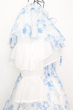 画像2: axes femme / ネモフィラプリントブラウス×ワンピース F シロ×アオ O-25-09-04-1035-AX-OP-OW-OS