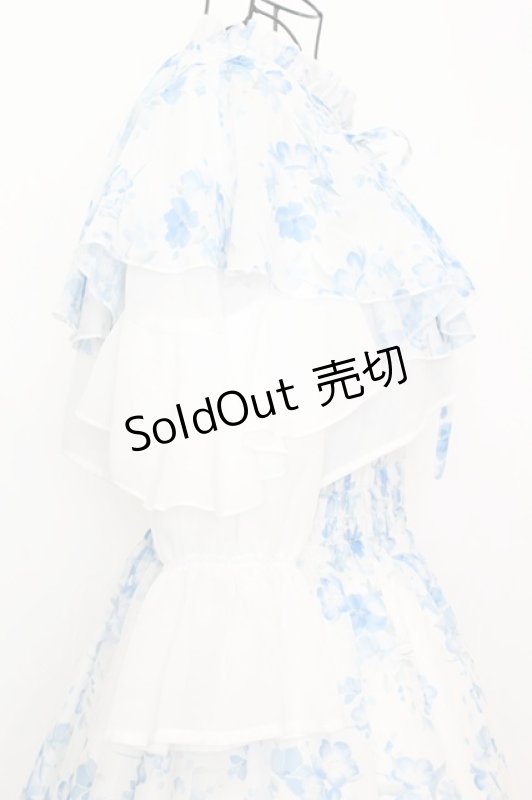 画像2: 【SALE】axes femme / ネモフィラプリントブラウス×ワンピース F シロ×アオ O-25-09-04-1035-AX-OP-OW-ZT359 (2)