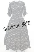 m petit by misako / 梨地水玉半袖ワンピース L クロ O-25-09-04-1037-LO-OP-OW-OS
