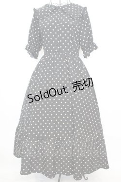 画像1: m petit by misako / 梨地水玉半袖ワンピース L クロ O-25-09-04-1037-LO-OP-OW-OS