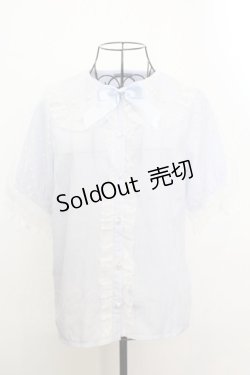 画像1: axes femme kawaii / ドットチュール半袖ブラウス M サックス O-25-09-04-1010-AX-BL-YM-ZT082