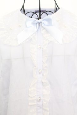 画像2: axes femme kawaii / ドットチュール半袖ブラウス M サックス O-25-09-04-1010-AX-BL-YM-OS