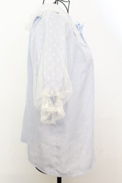 画像3: axes femme kawaii / ドットチュール半袖ブラウス M サックス O-25-09-04-1010-AX-BL-YM-OS