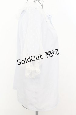 画像3: axes femme kawaii / ドットチュール半袖ブラウス M サックス O-25-09-04-1010-AX-BL-YM-ZT082