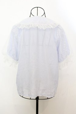 画像4: axes femme kawaii / ドットチュール半袖ブラウス M サックス O-25-09-04-1010-AX-BL-YM-OS