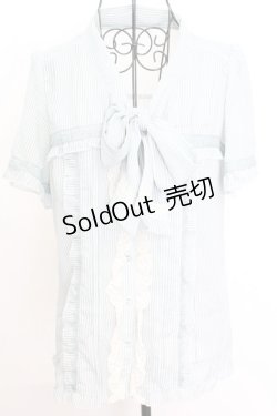 画像1: axes femme / ストライプリボンタイブラウス M ミント O-25-09-04-1012-AX-BL-YM-OS