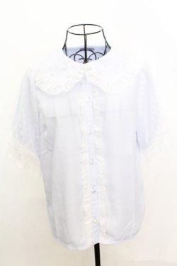 画像1: axes femme kawaii / ドットチュール半袖ブラウス M ラベンダー O-25-09-04-1016-AX-BL-OW-OS