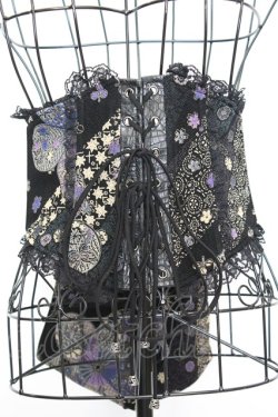 画像1: Qutie Frash / ちりめんリボン帯コルセット  ブラック O-25-09-04-1018-QU-TO-OW-OS