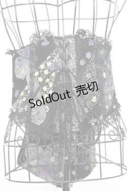 画像1: Qutie Frash / ちりめんリボン帯コルセット  ブラック O-25-09-04-1018-QU-TO-OW-OS