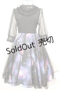 Favorite / 宇宙柄×星空チュールワンピース  ブラックｘブルー O-25-09-04-1026-LO-OP-YM-OS