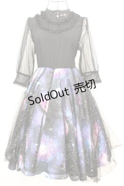画像1: Favorite / 宇宙柄×星空チュールワンピース  ブラックｘブルー O-25-09-04-1026-LO-OP-YM-OS