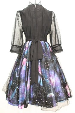 画像5: Favorite / 宇宙柄×星空チュールワンピース  ブラックｘブルー O-25-09-04-1026-LO-OP-YM-OS