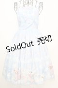 axes femme kawaii / ランドリー柄ジャンスカ M サックス O-25-09-04-1030-AX-OP-YM-OS