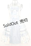 axes femme kawaii / アンティークローズ柄ジャンパースカート M アイボリーｘブルー O-25-09-04-1031-AX-OP-YM-OS