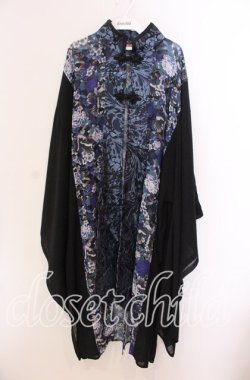 画像1: Qutie Frash / チャイナ着物ロングカーデ  ブルー O-25-09-04-059-QU-JA-OW-OS