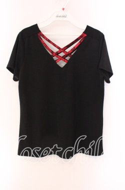 画像1: Qutie Frash / アーム付きクロスインナーTシャツ【アーム欠品】  ブラック×レッド O-25-09-04-062-QU-TO-OW-OS