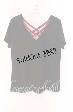 画像1: Qutie Frash / アーム付きクロスインナーTシャツ【アーム欠品】  ブラック×レッド O-25-09-04-062-QU-TO-OW-OS