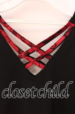 画像2: Qutie Frash / アーム付きクロスインナーTシャツ【アーム欠品】  ブラック×レッド O-25-09-04-062-QU-TO-OW-OS