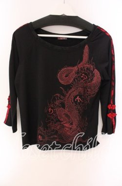 画像1: Qutie Frash / 8分袖インナーT  ブラック×レッド O-25-09-04-065-QU-TO-OW-OS