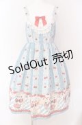 axes femme kawaii / クマパフェ総柄ジャンスカ M サックス O-25-09-04-006-AX-OP-IG-OS