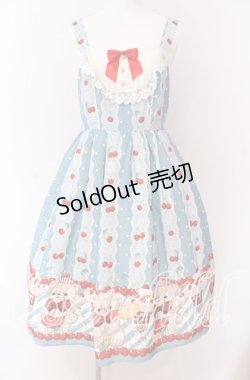 画像1: axes femme kawaii / クマパフェ総柄ジャンスカ M サックス O-25-09-04-006-AX-OP-IG-OS