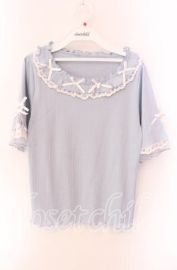 画像1: axes femme / リボン×レース×フリルプルオーバー F サックス O-25-09-04-072-AX-TO-OW-OS