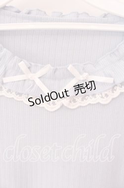 画像2: axes femme / リボン×レース×フリルプルオーバー F サックス O-25-09-04-072-AX-TO-OW-OS