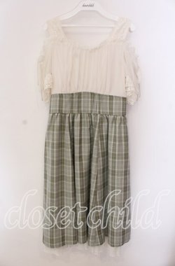 画像1: axes femme / 2Wayドッキングワンピース F アイボリー×グリーン O-25-09-04-074-AX-OP-OW-OS