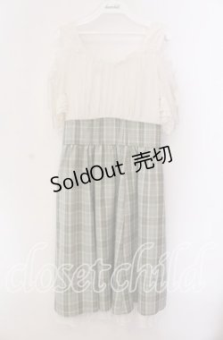 画像1: axes femme / 2Wayドッキングワンピース F アイボリー×グリーン O-25-09-04-074-AX-OP-OW-OS