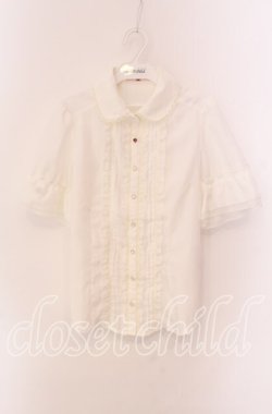 画像1: axes femme POETIQUE / フリルスリーブ半袖ブラウス  シロ O-25-09-04-075-AX-BL-IG-OS
