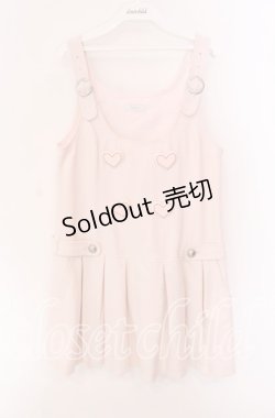 画像1: MILK / ハートボタンサロペットジャンパースカート  ピンク O-25-09-04-078-ML-OP-IG-OS