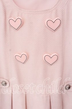 画像2: MILK / ハートボタンサロペットジャンパースカート  ピンク O-25-09-04-078-ML-OP-IG-OS